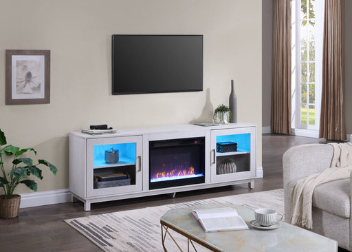 Summit - TV Stand Console With Fireplace - White Walnut Finish - R&R Furniture Gallery (Fountain Valley, CA)