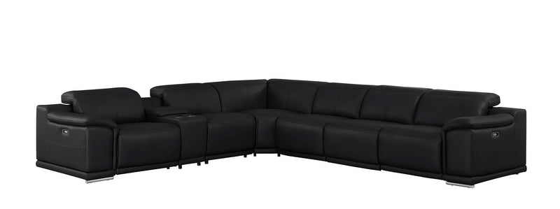2679 - 7-Piece L-Shaped Power Reclining Sectional In Genuine Leather (3 Recliners)