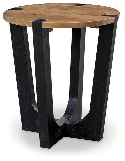 Hanneforth - Round End Table - Brown - R&R Furniture Gallery (Fountain Valley, CA)