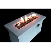 Gray propane and natural gas outdoor fire pit table by LSI Patio Furniture with a modern design and flame display.