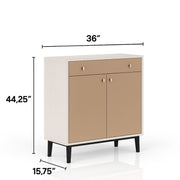 Bar Cabinet With Large Storage - White / Pecan - R&R Furniture Gallery (Fountain Valley, CA)