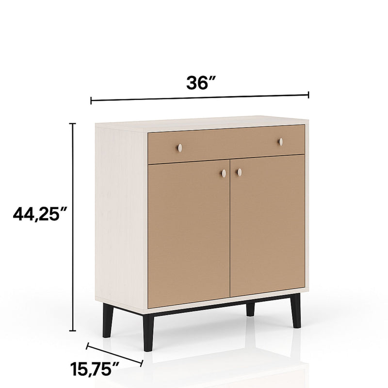 Bar Cabinet With Large Storage - White / Pecan - R&R Furniture Gallery (Fountain Valley, CA)