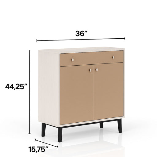 Bar Cabinet With Large Storage - White / Pecan - R&R Furniture Gallery (Fountain Valley, CA)