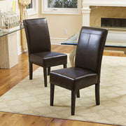 Bonded Leather Upholstered Dining Chair With Solid Wood Legs (Set of 2) - Chocolate - R&R Furniture Gallery (Fountain Valley, CA)