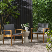 Tranquilize - Outdoor Wooden Club Chair With Woven Wicker Seat And Back (Set of 2) - Light Brown - R&R Furniture Gallery (Fountain Valley, CA)