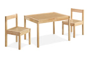 Della - 3 Piece Solid Wood Kids Table & Two Chair Set - Natural - R&R Furniture Gallery (Fountain Valley, CA)