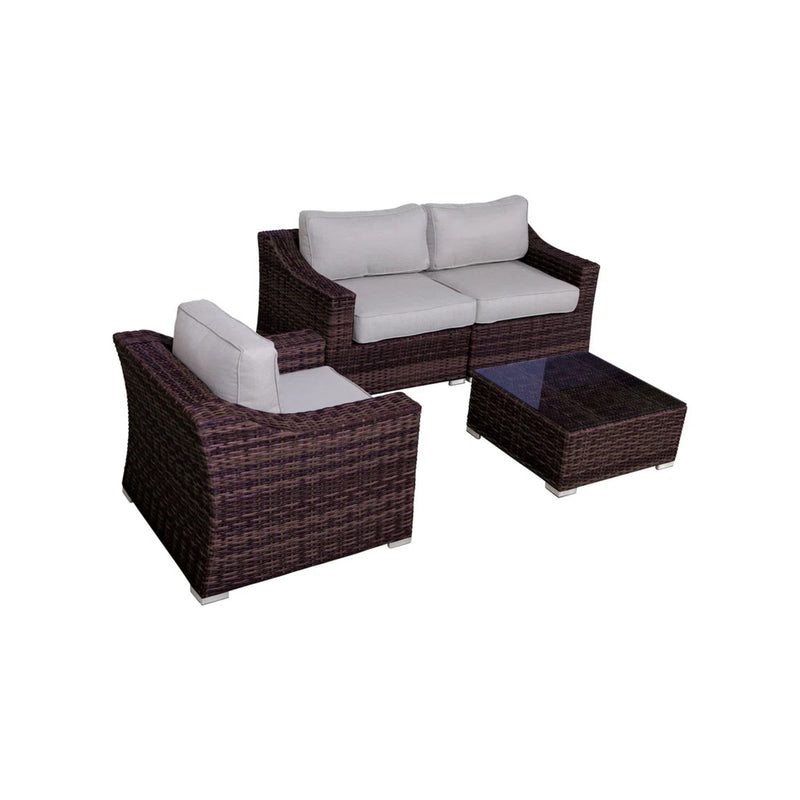 Outdoor Wicker Conversation Set With Cushions, All Weather - R&R Furniture Gallery (Fountain Valley, CA)