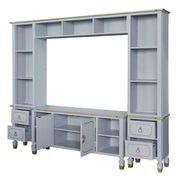 House Marchese - Entertainment Center - Gold Trim & Pearl Gray - R&R Furniture Gallery (Fountain Valley, CA)