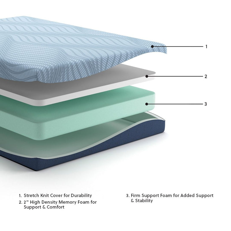 Sierra Sleep Peak 2.0 8-inch memory foam mattress with plush surface and supportive layers, designed for comfort and restful sleep.