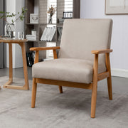 US Pride wide classic mid-century modern arm chair with wooden legs and plush upholstery, stylish and comfortable seating.