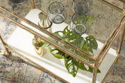 Plattfield - Bar Cart - Antique Gold Finish - R&R Furniture Gallery (Fountain Valley, CA)
