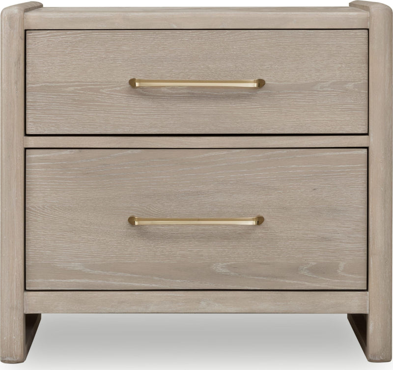 Gardenia 2 Drawer Oak Wood Nightstand in Chai