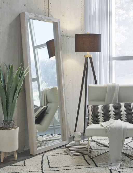 Modus Oxford Floor Mirror in Mineral with sleek standing design and full-length reflective glass for modern home decor.