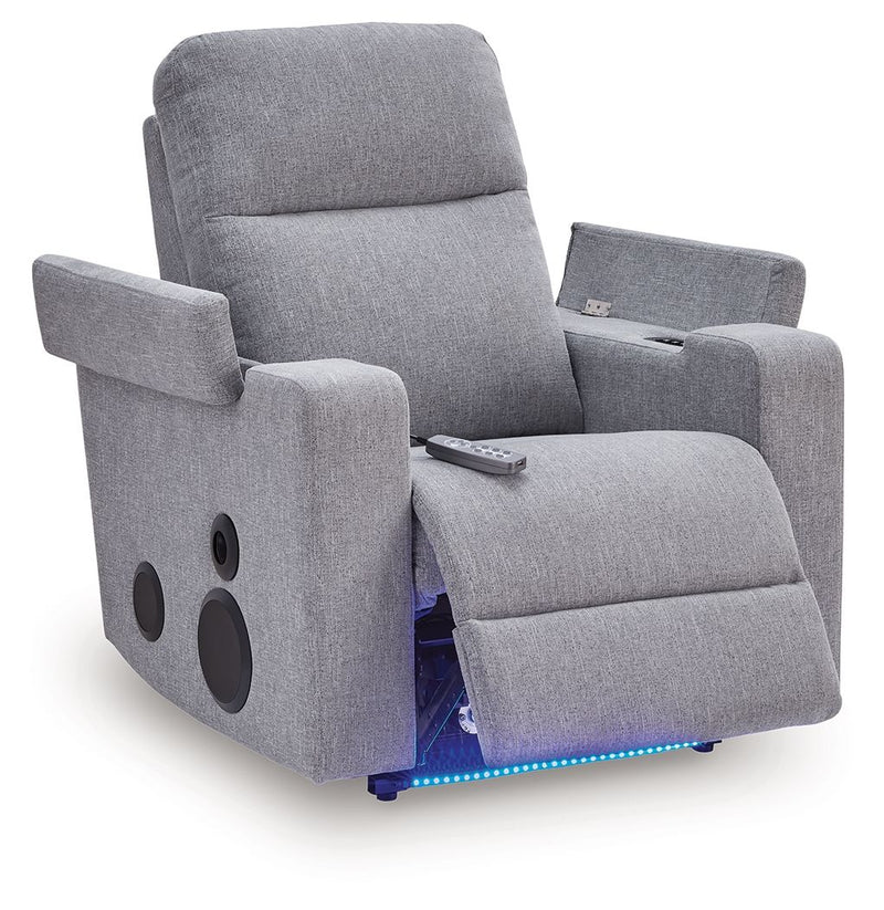 Pineland - Glider Power Recliner With Audio System - Pewter - R&R Furniture Gallery (Fountain Valley, CA)