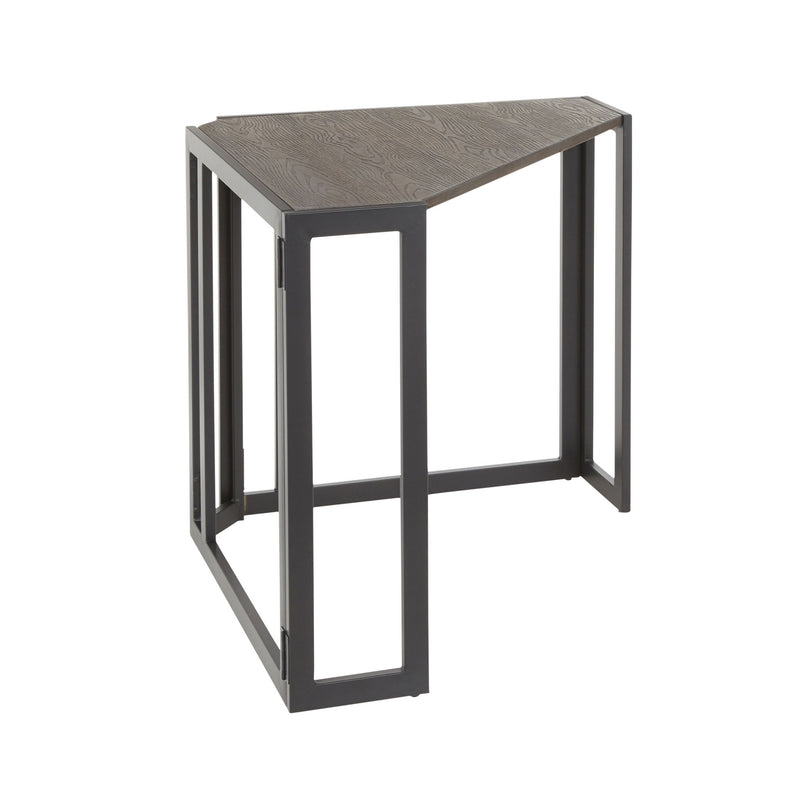 Lumi Source Roman industrial corner desk in black and espresso, featuring a modern design with a sturdy wood finish and spacious workspace.