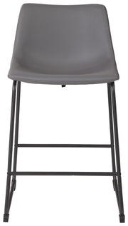 Set of two Signature Design by Ashley Centiar upholstered barstools with padded seats and backrests in a modern style.