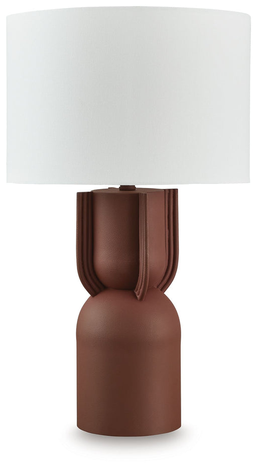 Rowandale - Metal Table Lamp - Brick Red - R&R Furniture Gallery (Fountain Valley, CA)