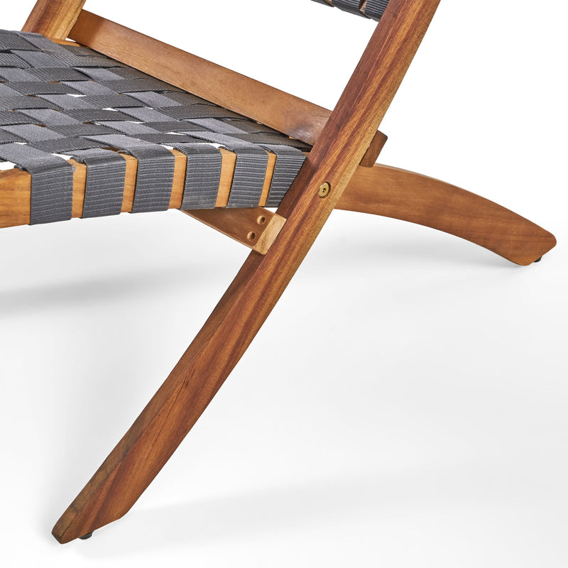 Solidago - Outdoor And Strapping Belt Folding Chairs, (Set of 2) - Black / Brown - R&R Furniture Gallery (Fountain Valley, CA)