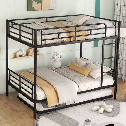Steel construction bunk bed from DreamHaus featuring sturdy metal frames and twin-sized sleeping areas stacked vertically.