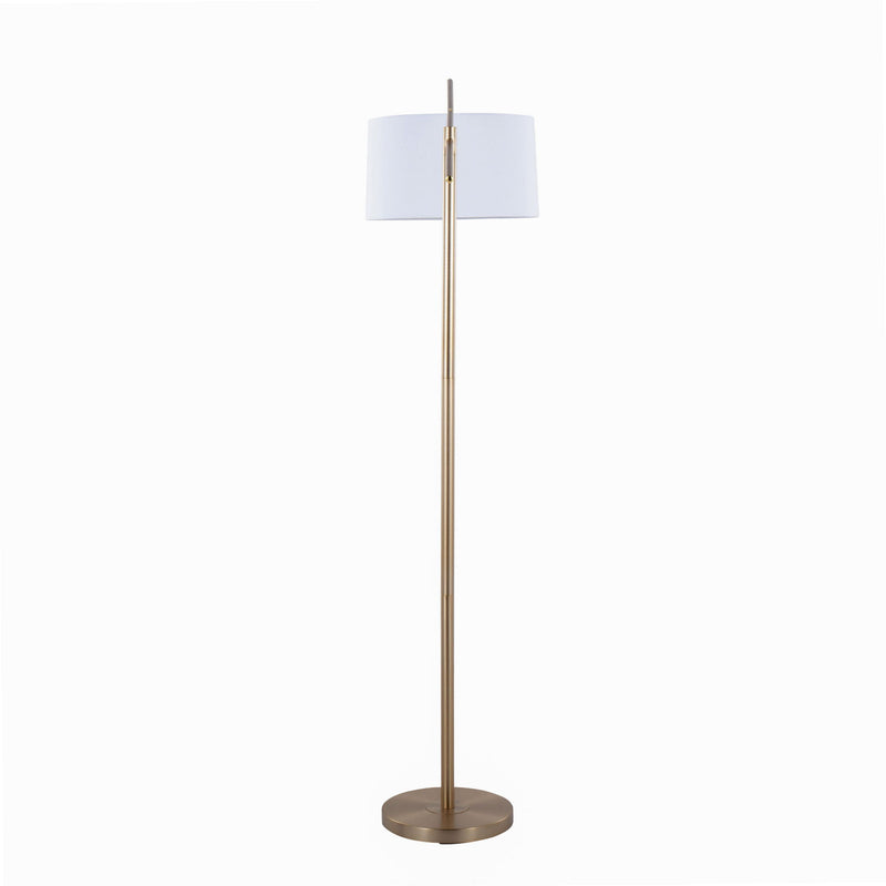 Lumi Source Casper contemporary floor lamp with sleek modern design, standing tall with a curved metal frame and a spacious lampshade.
