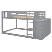 DreamHaus bunk bed with four drawers and three shelves, featuring sturdy wood construction and space-saving design.