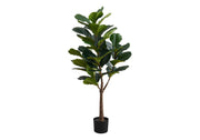 47" Tall, Artificial Plant, Fiddle Tree, Indoor, Fake, Floor, Greenery, Potted, Real Touch, Decorative - Green / Black - R&R Furniture Gallery (Fountain Valley, CA)