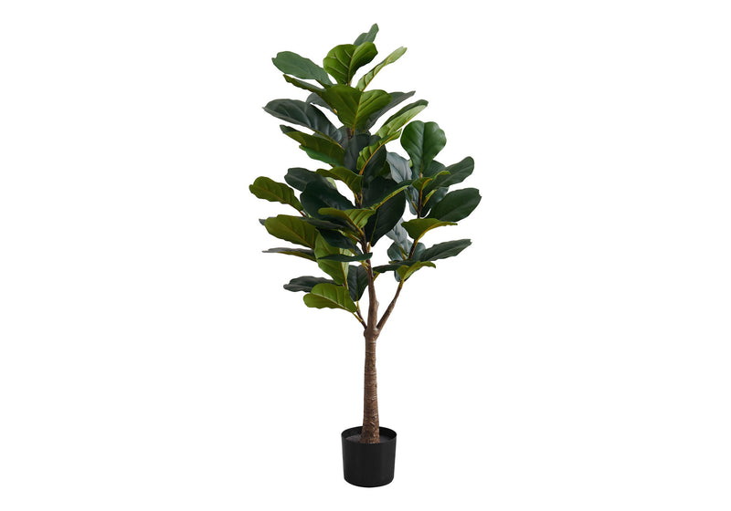 47" Tall, Artificial Plant, Fiddle Tree, Indoor, Fake, Floor, Greenery, Potted, Real Touch, Decorative - Green / Black - R&R Furniture Gallery (Fountain Valley, CA)