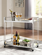 Chaseton - Bar Cart - Clear / Silver Finish - R&R Furniture Gallery (Fountain Valley, CA)