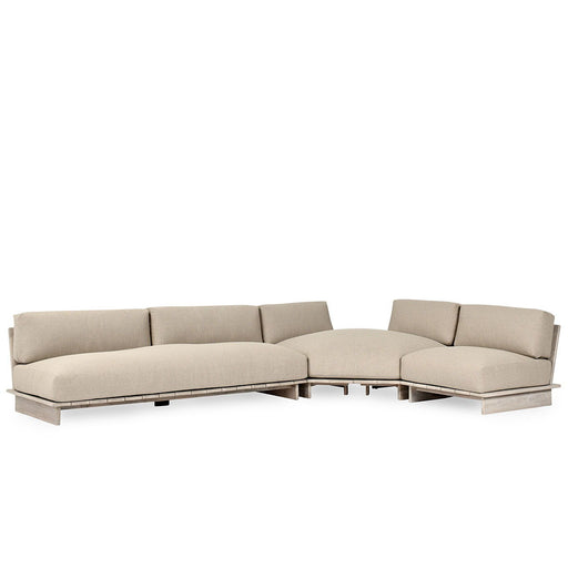 Livia - Teak 3 Piece Outdoor Sectional - Taupe - R&R Furniture Gallery (Fountain Valley, CA)