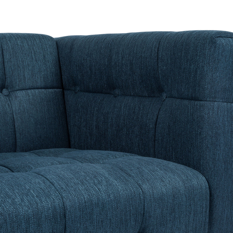 Noble House contemporary mid-century 3-seater sofa with button tufted waffle stitching, stationary design and plush cushions.