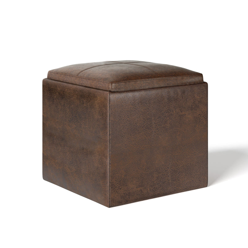Rockwood - Upholstered Cube Storage Ottoman With Tray - R&R Furniture Gallery (Fountain Valley, CA)