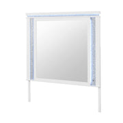 Adalid - Square Shaped Mirror With LED Lighting And Glittered Detailing - White - R&R Furniture Gallery (Fountain Valley, CA)