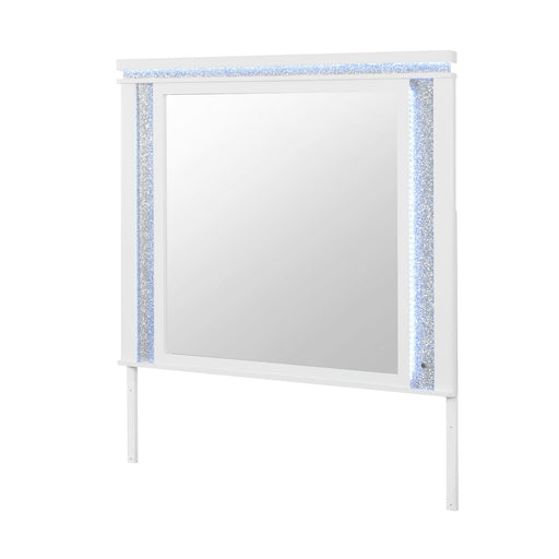 Adalid - Square Shaped Mirror With LED Lighting And Glittered Detailing - White - R&R Furniture Gallery (Fountain Valley, CA)
