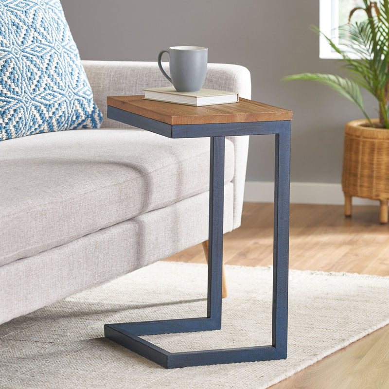 C Shaped End Table With Iron Base And Fir Wood To - R&R Furniture Gallery (Fountain Valley, CA)