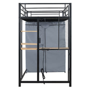 Loft Bed With Desk, Shelves, Power Outlet, LED Light And Wardrobe - R&R Furniture Gallery (Fountain Valley, CA)