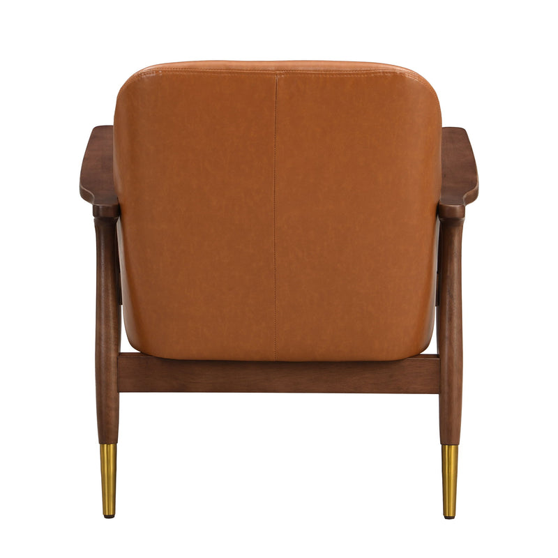 Mid - Century Accent Chair With Cushioned Seat, Brass Tipped Legs - R&R Furniture Gallery (Fountain Valley, CA)