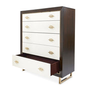 Belmont Place - 5-Drawer Chest - White / Dark Brown - R&R Furniture Gallery (Fountain Valley, CA)