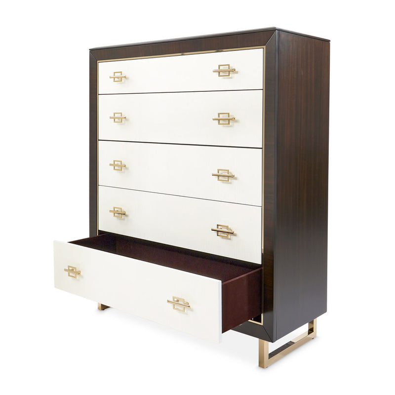 Belmont Place - 5-Drawer Chest - White / Dark Brown - R&R Furniture Gallery (Fountain Valley, CA)