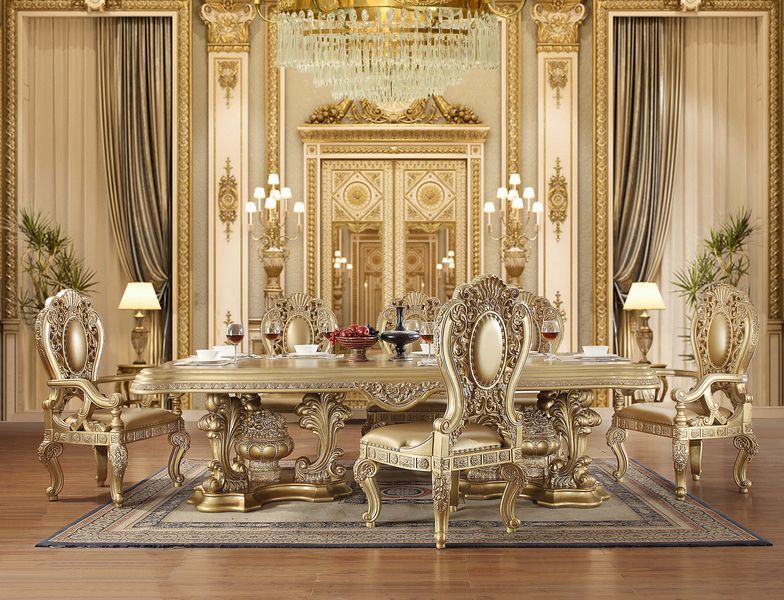 Seville - Side Chair (Set of 2) - Synthetic Leather & Gold - R&R Furniture Gallery (Fountain Valley, CA)