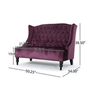 Noble House Nurturing upholstered loveseat with wing back design and diamond tufting, featuring plush fabric and elegant style.