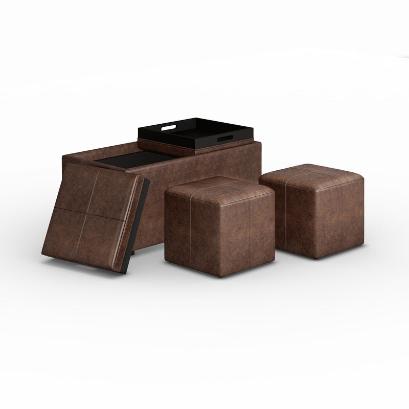 Avalon - 5 Piece Storage Ottoman, Contemporary - R&R Furniture Gallery (Fountain Valley, CA)