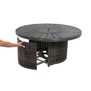 All Weather 4 Person Patio Sofa Set With Fire Pit And Side Table Rustproof - Brown - R&R Furniture Gallery (Fountain Valley, CA)