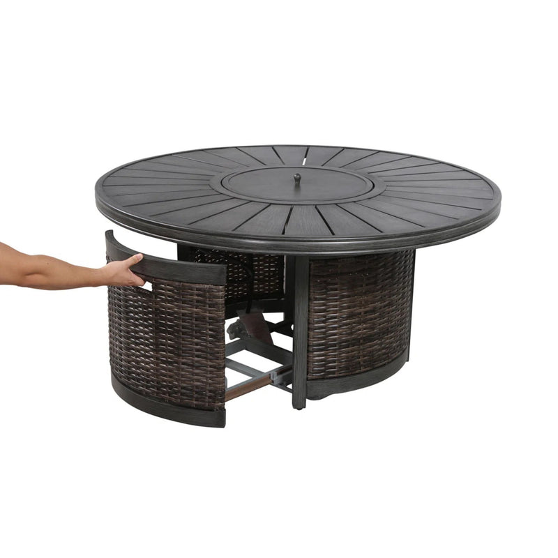 All Weather 4 Person Patio Sofa Set With Fire Pit And Side Table Rustproof - Brown - R&R Furniture Gallery (Fountain Valley, CA)