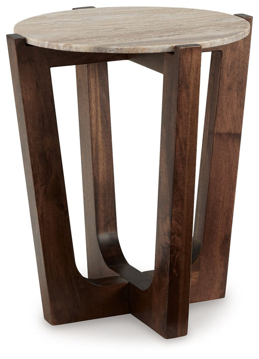 Tanidore - Round End Table - Warm Brown - R&R Furniture Gallery (Fountain Valley, CA)
