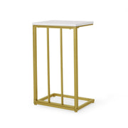 Modern Glam C-Shape End Table by Noble House, sleek chair side table with a contemporary design and smooth surface.