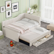 Upholstered Daybed With Trundle And 3 Drawers - R&R Furniture Gallery (Fountain Valley, CA)