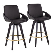 Lumi Source Cosmo contemporary fixed height counter stools with swivel and round footrest, set of 2, featuring modern design and wood finish.