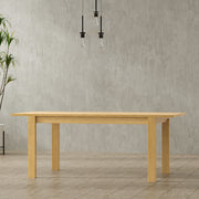 Wilson handcrafted dining table by Simpli-Home, showing a sturdy wooden surface with elegant design, ideal for family meals.