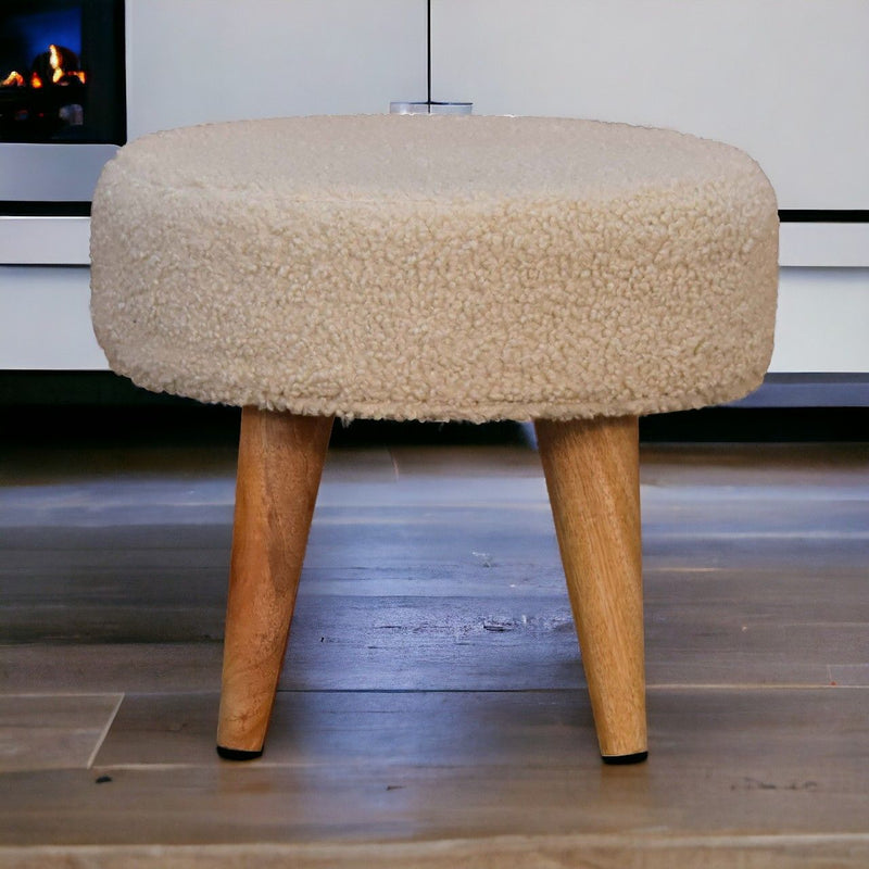 Petite Footstool - Cream / Brown - R&R Furniture Gallery (Fountain Valley, CA)