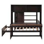 DreamHaus loft bed with twin standalone bed, shelves, desk, and wardrobe, showcasing a modern multi-functional bedroom setup.